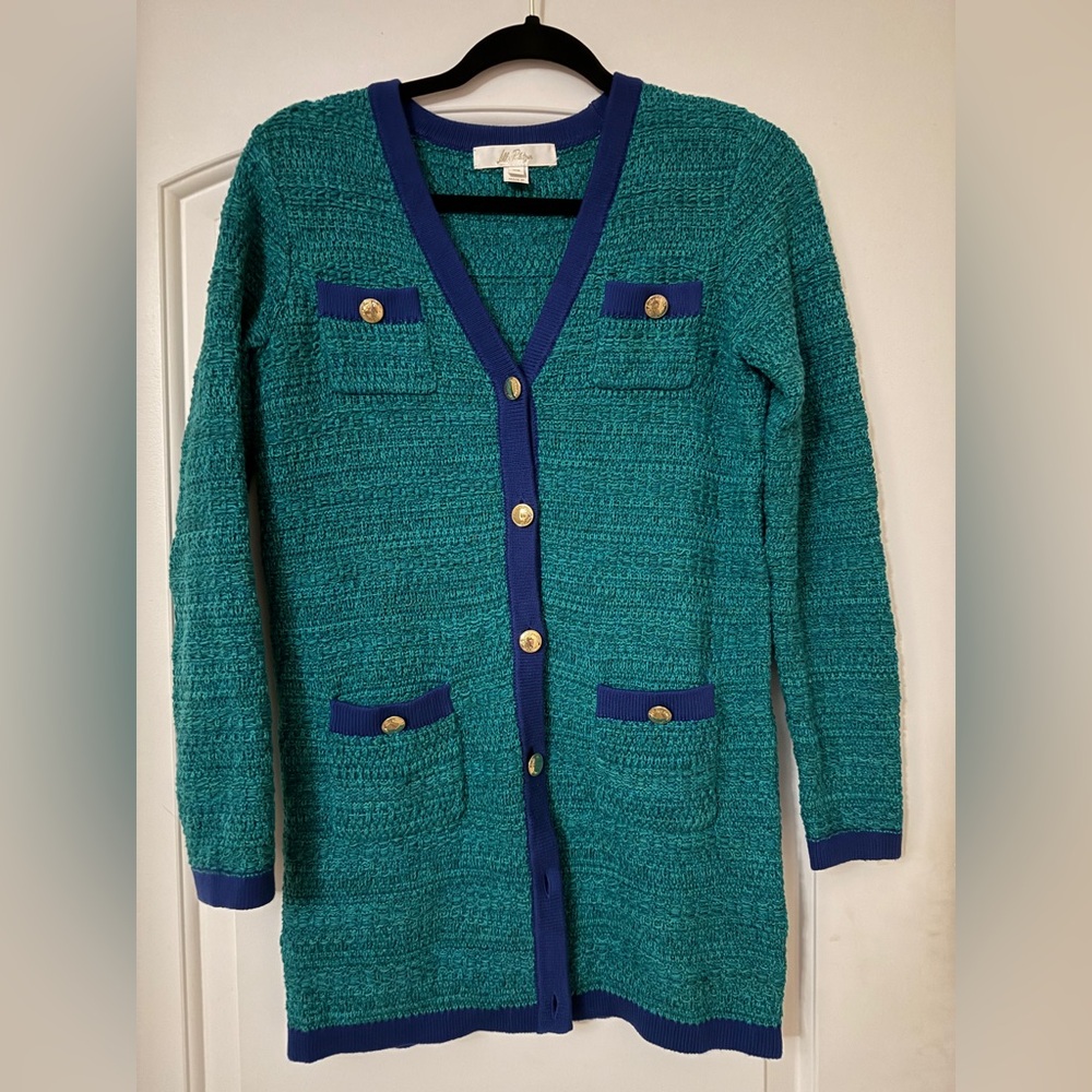 Lilly Pulitzer Tannery Sweater Set in the colorway Deep Lagoon Moonlight Tweed